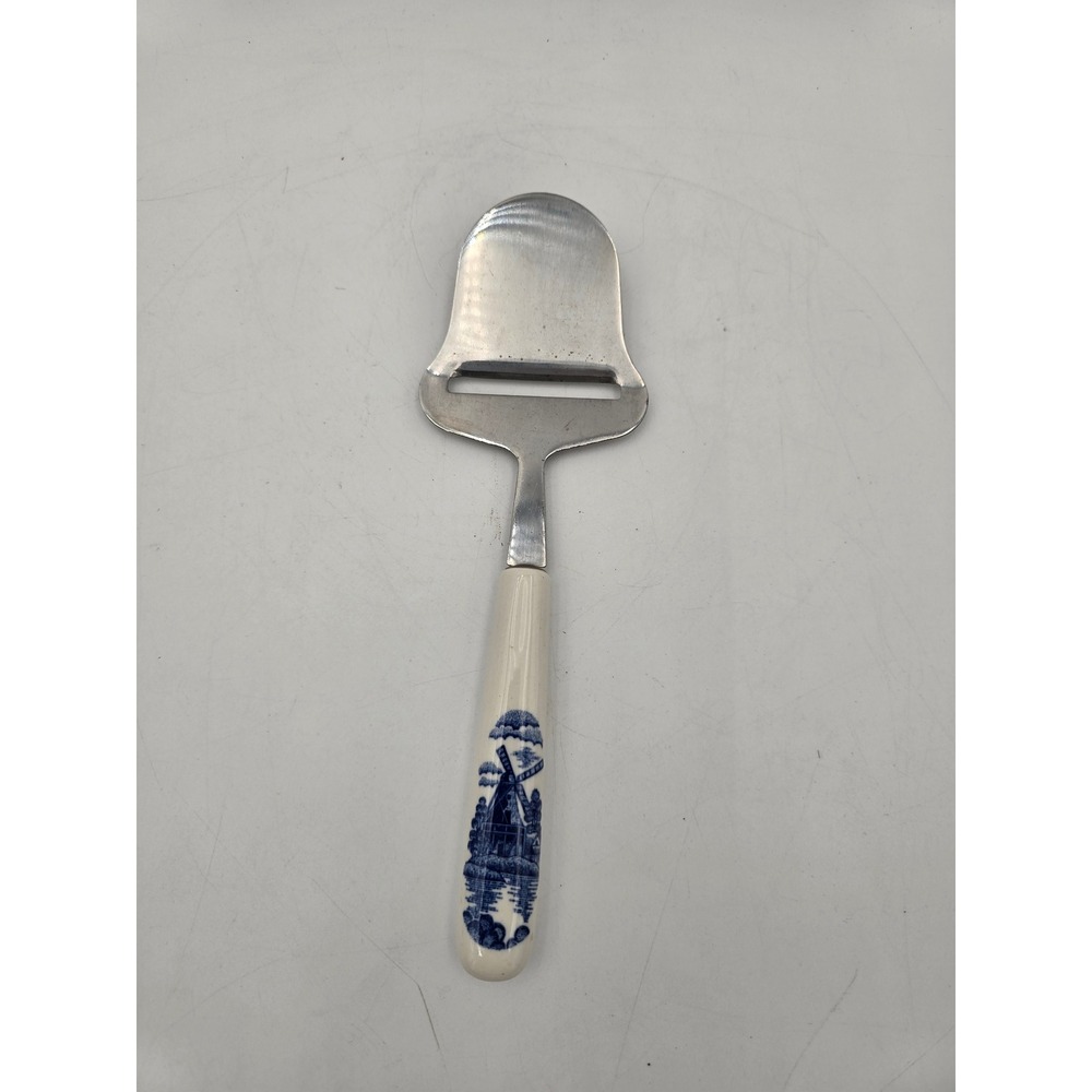 Elesva‎ Stainless Steel Cheese Plane Delft Style Windmill Ceramic Handle 8.5in